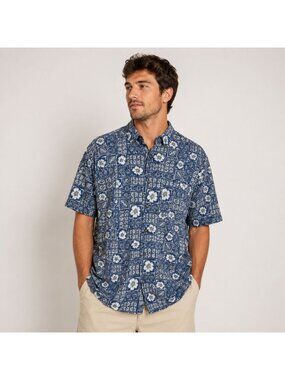 Woolrich Men’s Navy Tropical Fish Button-Up Shirt Size XL Hawaiian Beach